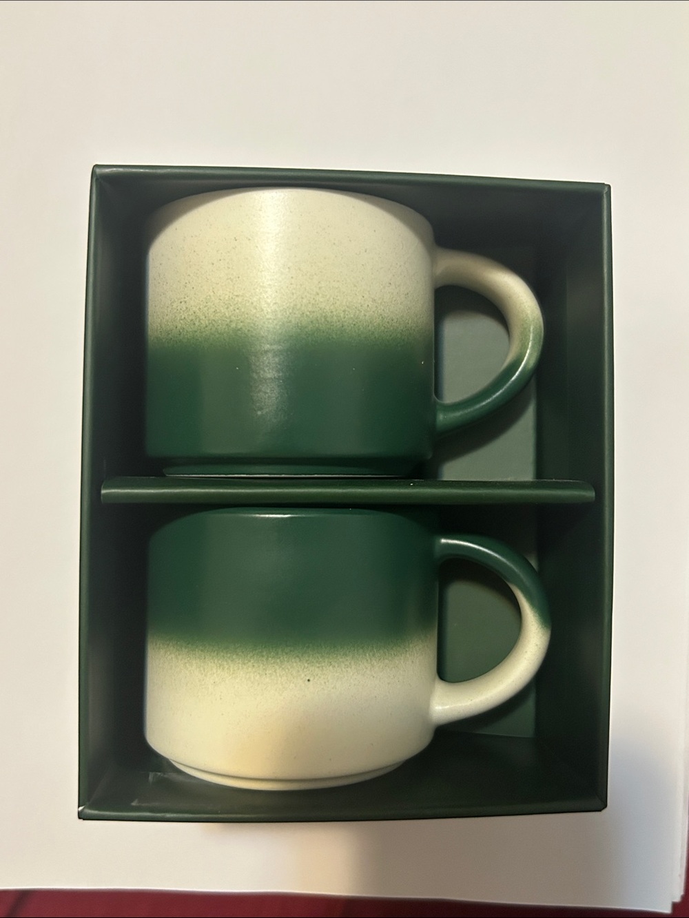 Starbucks Green and Cream Ombre Ceramic Mug Duo
